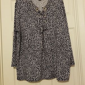 Ashley Stewart, 3/4 sleeve, navy and white